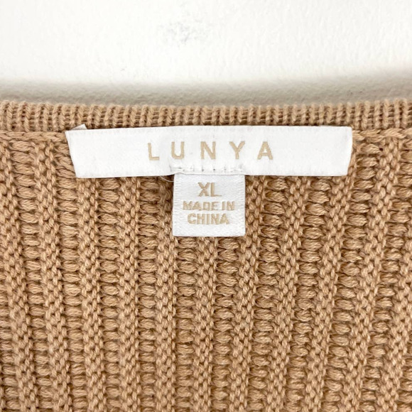 Lunya Cozy Cotton Silk Reversible Ribbed Pullover Sweater In Tranquil Tan XL New - Picture 15 of 16